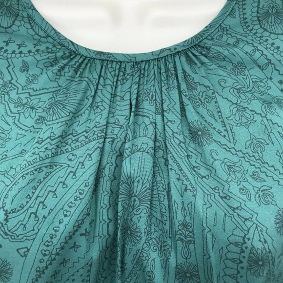 A New Day Women's Puff Sleeve Round Neck Paisley Green Blouse Top Choose S or M - Picture 3 of 13